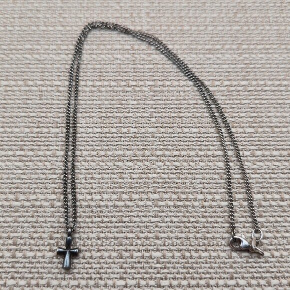 James Avery Jewelry - 16 Inch Sterling Silver Heavily Tarnished James Avery Cross Necklace A4876